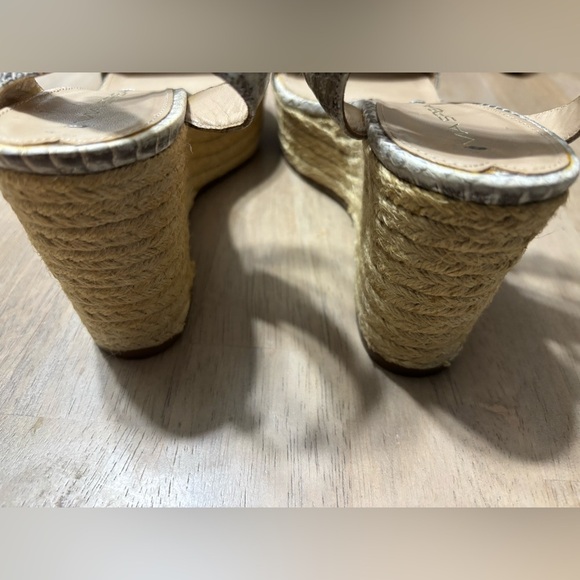 Via Spiga Women's Snakeskin Wedge Heel Sandals - Beige and Gray 7M - Picture 3 of 8